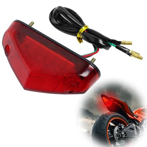 Greacesrio Luces Trasera del Freno 12V para Motocicleta, Luz de Freno Trasera Moto, Luz Frenado LED para Motos ATV Dirt Bike Scooter, 15 LEDs Rojos, Pantalla Roja