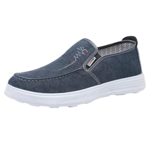 Mocassins décontractés à enfiler pour homme - Respirants, légers et confortables - En toile sans lacets, bleu, 41 1/3 EU