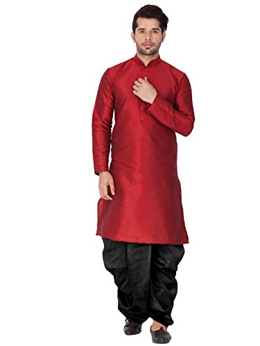 Image of VASTRAMAY Men's Silk Blend Kurta and Dhoti Set