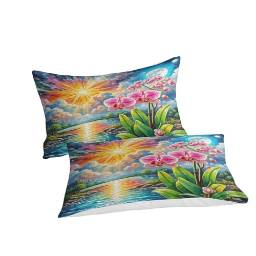 Parure de lit orchidée dendrobium microfibre brossée double 200x200