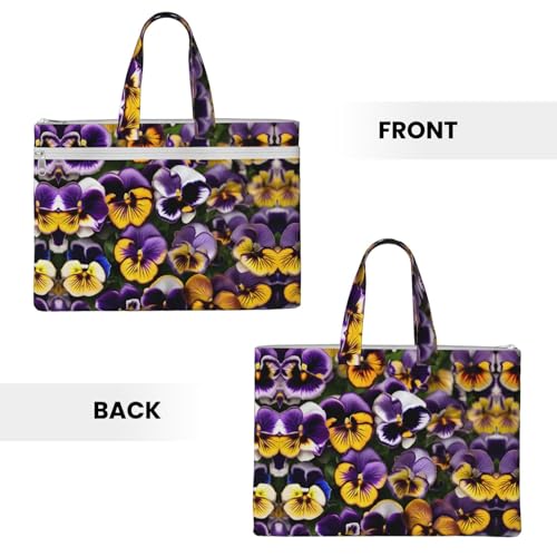Pansy Perfection Print Canvas Document Bag Briefcase For Professionals And Executives3