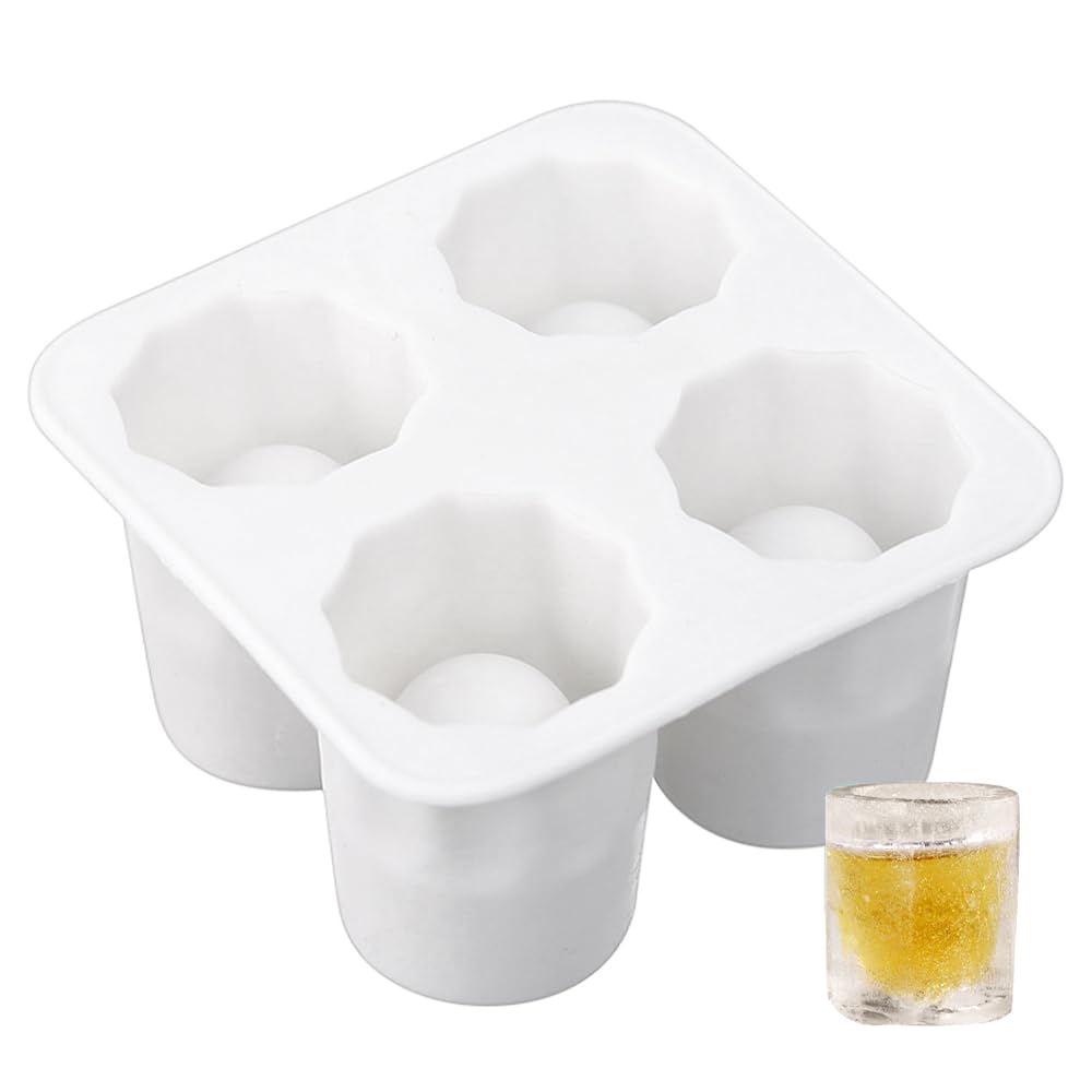 Molde para cubitos de hielo, bandeja de silicona de 4 cavidades para cubitos de hielo cilíndricos reutilizables, ideal para whisky, cócteles, café, fácil de usar y limpiar, material sin BPA