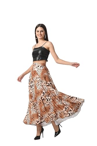 Image of VAGISHA Printed Casual Long Western Skirts for Women's & Girls |Stretchy Flared Maxi Skirt|Elastic Waist Skirts|Western Ethnic Skirts