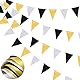 66ft Bunting Banner, 52pcs wasserdichtes Polyester Stoff Dreieck Flaggen Wiederverwendbare Pennant Bunting Schwarz Gold Silber Pennant Banner für Party Banner Party Dekorationen