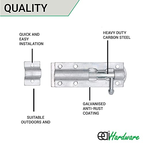 EAI Heavy Duty Tower Bolt, Galvanised, 4 Inch - Image 4