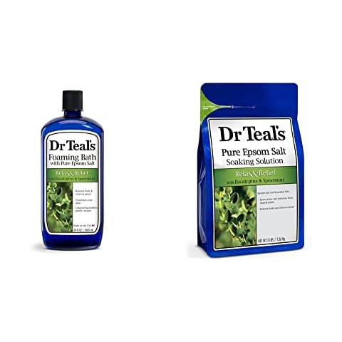 Dr Teal's Pure Epsom Salt Foaming Bath Eucalyptus and Spearmint & Dr Teal's Epsom Relax Salt Relax and Relief with Eucalyptus and Spearmint Cover