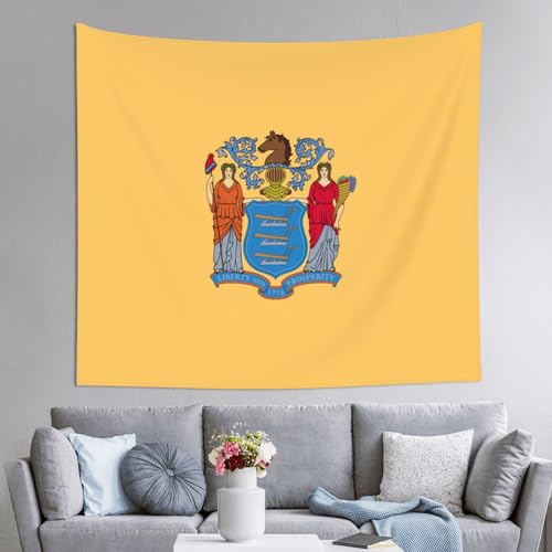 Décoration murale drapeau New Jersey : grande tapisserie de chambre imprimée 152x130cm