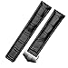 Produktbild FOUUA Uhrenarmband Schwarzbraunes Echtleder-Uhrenarmband im Krokodil-Stil mit blauen Nähten für Tag Heuer Monaco & Targa Florio Modelle 19 mm 20 mm 22 mm