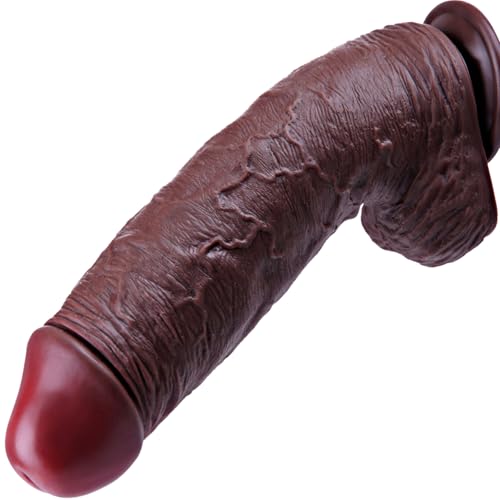 27,5 cm realistischer riesiger Dildo, dicke Silikon-Dildo mit starkem Saugnapf, XXXL großer Penis langer Dildo, schwarzer Dildo. Langer Dildo für G-Punkt und Anus-Spiel,Erwachsenen-Spielzeug für Paare