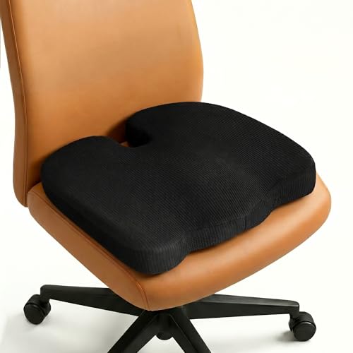 Image of betterhood PosturePro Coccyx Seat Cushion for Tailbone Pain Relief, Anti Slip Orthopedic Ergonomic Office Chair Memory Foam Sitting Pillow for Sciatica Pain Relief, Cotton Cover (Large - Black)