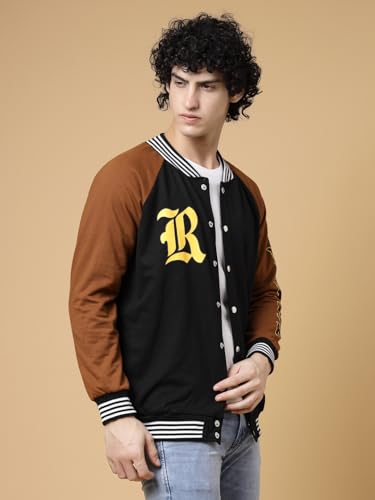 Image of Rigo Varsity Jacket for Men | Streetwear Varsity Jacket | Puff Print Varsity Jacket | Oversized Varsity Jacket for Men