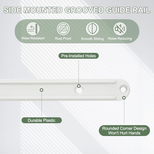Guías para cajones M METERXITY de 298mm, pack de 24 unidades de carriles de plástico para muebles 3