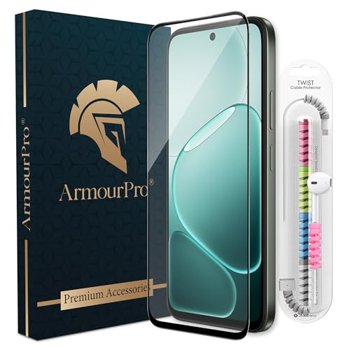 Image of ArmourPro Military Grade Gorilla Tempered Glass Screen Protector Compatible for Oppo A6x with Edge-To-Edge Protector Coverage, Cable Protector and Easy Installation kit (6.75 Inch)
