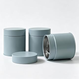 3 Packs Small Tea Tins for Loose Tea Metal Tea Canister Round Tin Can Empty Matcha Tins Matcha Cans with Double Seal Lid Airtight Container for Kitchen Storage (Blue, 3.27 * 3.54in)