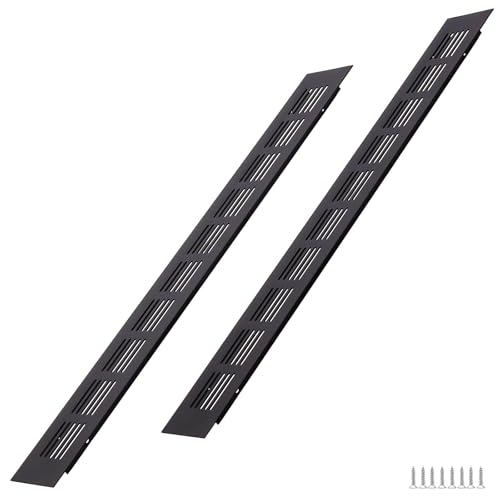 WJUAN 2 Stück Alu Lüftungsgitter 400x50mm schwarz eckig - Belüftungsgitter für Schränke Schlafzimmer & Türen