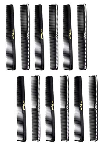7 inch All Purpose Hair Comb. Hair Cutting Combs. Barber’s & Hairstylist Combs. Black With Silver. 12 Units.