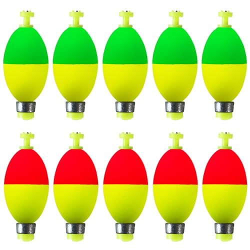Bombite Fishing Bobbers Floats,10 Packs Weighted Bobbers for Fishing Foam
