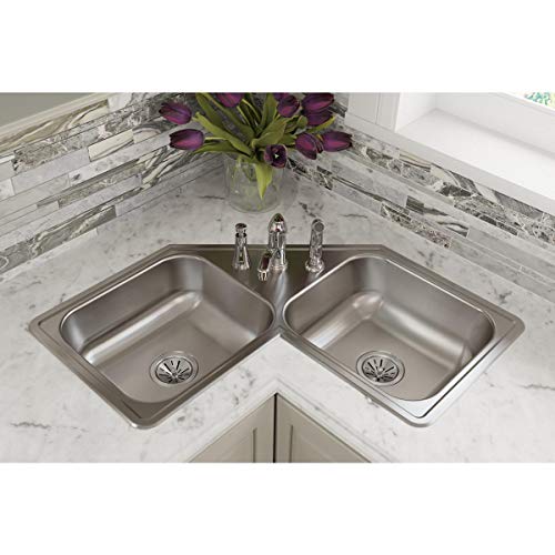 Elkay De217323 Dayton Equal Double Bowl Stainless Steel Corner Sink #TOP1