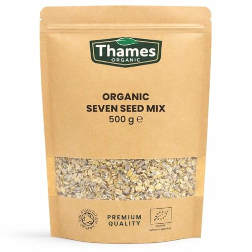 Organic Seven Seed Mix-Certified Organic, Non-GMO, Vegan, No Additives, No Preservatives, Resealable Bag by Thames Organic 500g