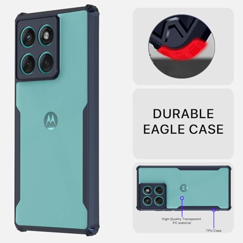 Image of Pikkme Back Cover for Motorola Moto Edge 60 5G / Motorola Moto Edge 60 Fusion 5G | Ultra Hyrbid | Full Camera Protection | Raised Edge | Crystal Clear Transparent Bumper Case (Blue) | Ultra Hyrbid