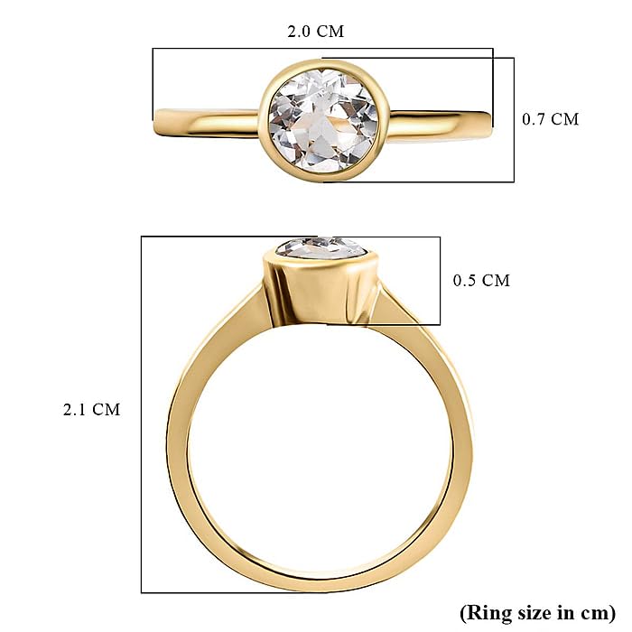 Image of 925 Sterling Silver 18K Gold Plated Birthstone 2 Ct Solitaire Natural Gemstone Ring for Women | Fine Jewelry Gift for Wife, Girlfriend, Sister, Birthday, Anniversary, Rakhi, Rakshabandhan, Valentine's