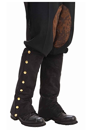 Skeleteen Faux Suede Steampunk Boots - Over The Shoe Black Costume Boots Accessories with Gold Buttons for Medieval and Renaissance Costumes for Adults
