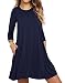 VEIMEILI Women's Casual Plain Simple T-shirt Loose Pocket Dress With Pockets (L, Navy Blue)