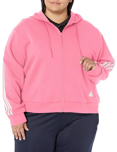 adidas Women's Future Icon Three Stripes Full-zip Hoodie, Bliss Pink, S