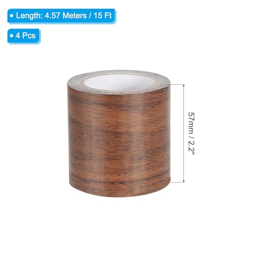 Image of PATIKIL Wood Grain Repair Tape 2.2 inch X15', 4 Pack Self Adhesive Realistic Textured Repair Tape Patch for Floor Door Table Cabinets Desk, Dark Brown Oak