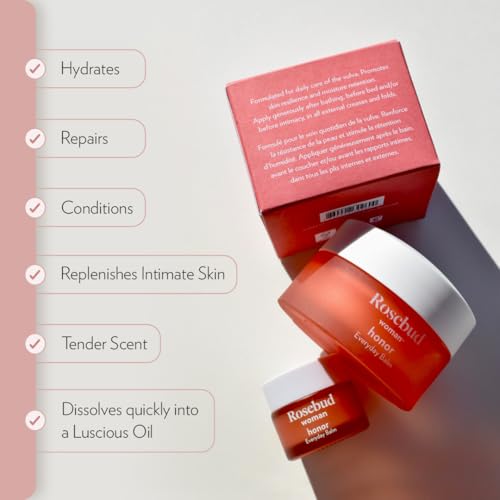 Image of Rosebud Woman Honor Everyday Balm - Vulva Balm & Vaginal Moisturizer for Dryness, Irritation & Itch - Hormone-Free, OB /GYN-Approved Feminine Care (Travel Size, 0.33 oz)