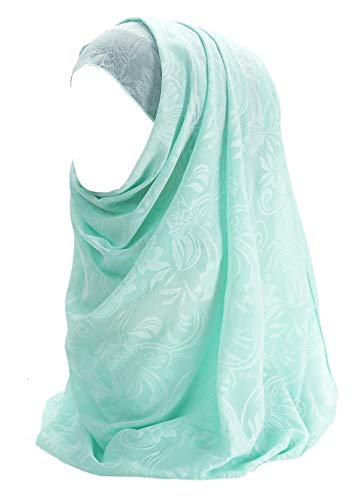 Lina & Lily Floral Chiffon Hijab Muslim Scarf (Turquoise)
