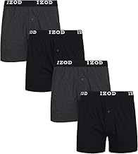 IZOD Mens Boxer Shorts - 4 Pack Performance Knit Cotton Boxers for Men with Button Fly - Lightweight Mens Boxers, 4" Inseam