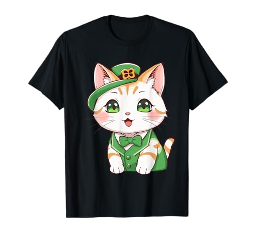 Carino Kawaii Cat St Patricks Day Pattys Day Irish Kitty Maglietta