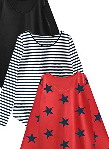 Image of A.T.U.N. (ALL THINGS UBER NICE) Womens Printed Cotton Long Sleeve Regular T-Shirt (Pack of 3)