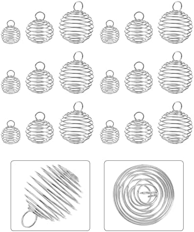 WINOMO 30PCS Spiral Bead Cages Charm DIY Craft Vintage Bead Stone Holder Cage Pendant Necklace Necklace Findings for Women Ladies Silver