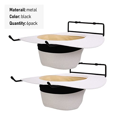 Vicenpal 6 Pcs Cowboy Hat Rack Cowboy Hat Holder Wall Mount Hat Stand Black Western Hat Storage Organizer Metal Diy Hat Hangers For Wall Door Hat Display, No Cowboy Hat() #TOP2