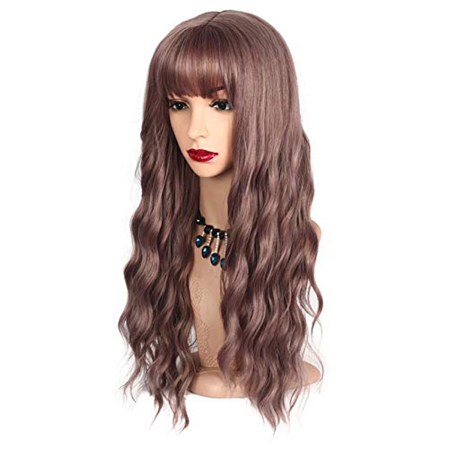 Perruque femme longue bouclée avec frange pour changer de style sans coupe