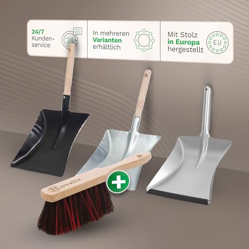 Novaliv 4X Kehrblech Set Kehrblechgarnitur Handfeger Arenga & ELASTONBORSTEN Kehrblech Metall Silber verzinkt Kehrblechbesen Handkehrset Kehrblechset Kehrschaufel Besen Feger und Kehrblech – Bild 8