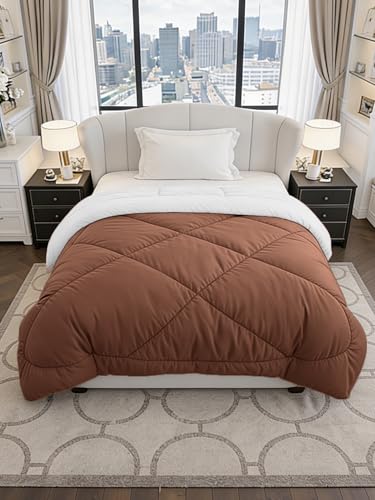 Image of Monte Carlo Polyester Comforter Single Bed | 200 GSM Lightweight & Reversible | Soft Quilt for Mild Winter | Easy Care All Season Comforter (Beige) | 59 x 87 Inches