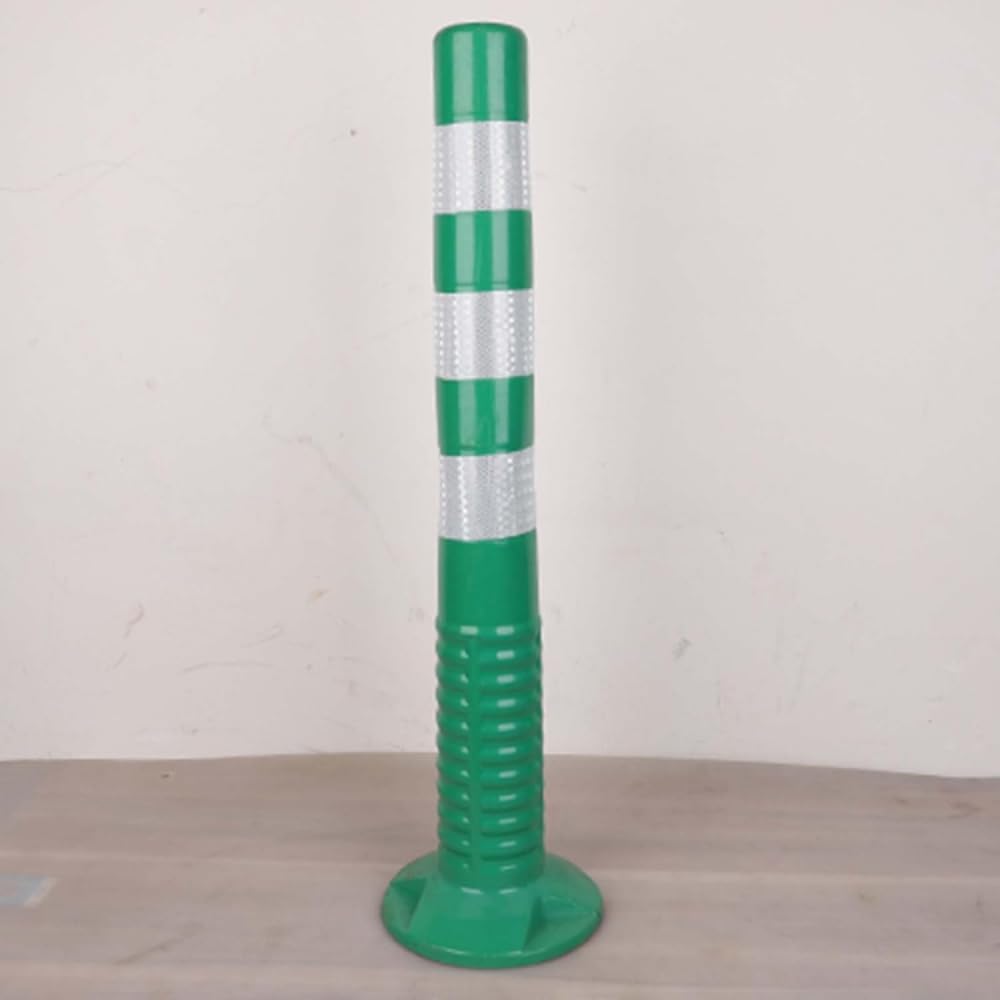 Bolardo de seguridad vial, delimitador flexible con franjas reflectantes, barrera vial de plástico de 75 cm para control y gestión del tráfico - Verde