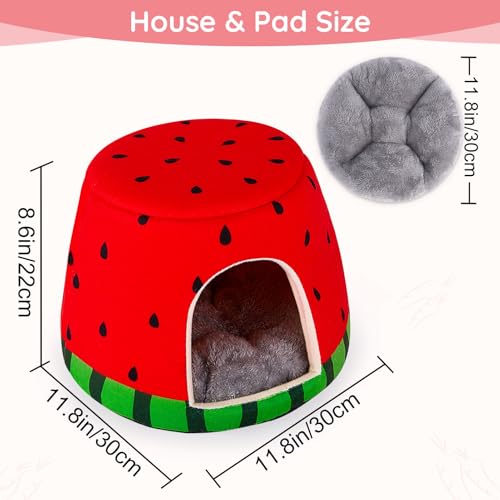 Glittme Esconderijo para porquinhos-da-índia, cama 2 em 1 para porquinhos-da-índia com almofada remo