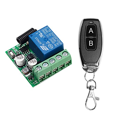 QIACHIP 433Mhz RF Remote Control Relay Switch DC 5V 12V 24V 60V 1CH Wireless Relay Momentary Module For garage door opener DIY