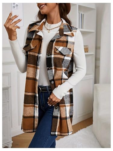 SOLY HUX Women's Plaid Vest Button Down Sleeveless Jacket Casual Outerwear4