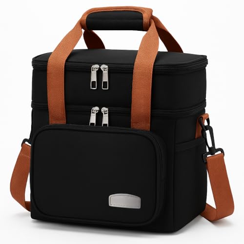 Bolsa Térmica Grande para Faculdade, Trabalho e Viagem – Dupla Camada, Impermeável e Conservação Prolongada – Preta - Premium