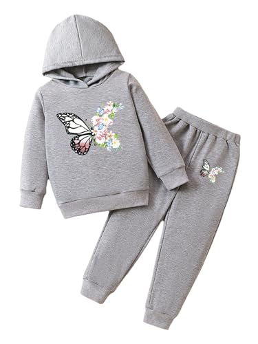 Kids Girls Print Casual Sports Set Long Sleeves Hoodie Sweatshirt and Pants Outdoor Tracksuit
