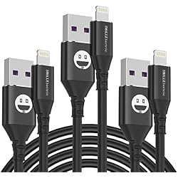 SMALLElectric 3 Pack iPhone Charger Cable 3ft, MFi Certified USB A to Lightning Charging Cord Compatible with iPhone 14/13/12/11/X/8/7/6/SE Series, iPad, AirPods, Black