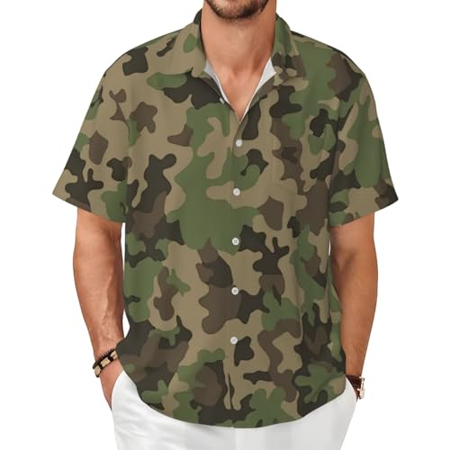 Chemise camouflage vert homme à manches courtes pour l'été