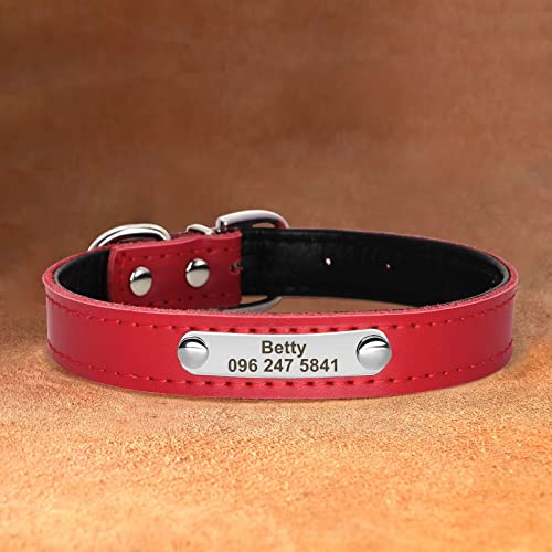 Didog Cute Leather Padded Custom Dog Collar With Engraved Nameplate Id Tag,Fit Cats And Small Medium Dogs,Red,Xs Size #TOP4