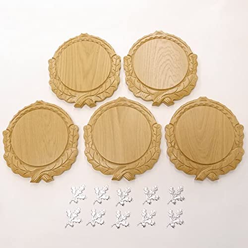 5 placas de cuña talladas de roble claro AF 16 cm con 10 hojas de aluminio de roble, portada de cuña, tabla de especias, cartel trofeo.