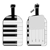Nicokee Piano Keys-Music Leather Luggage ID Tag White Black Travel Bag Label Suitcase Luggage ID Tag - 1 pack